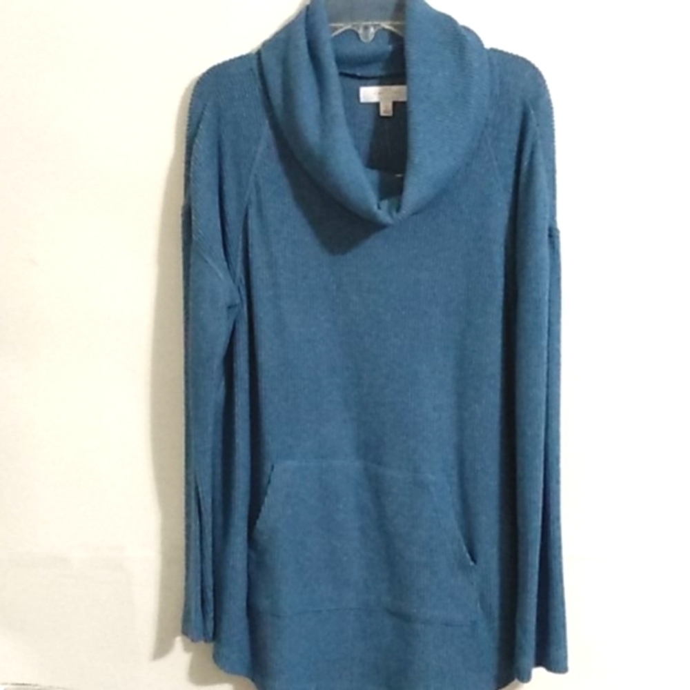 NEW DIRECTIONS COWL NECK SWEATER - Blue, Ribbed, Long Sleeves - SIZE Small NWT - Picture 3 of 11